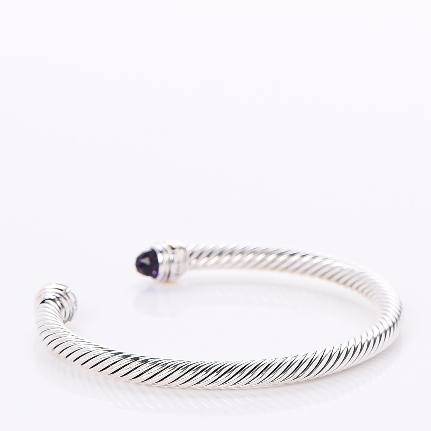 David Yurman Sterling Silver 14K Yellow Gold Amethyst 5mm Cable Classics Bracelet 3 of 5