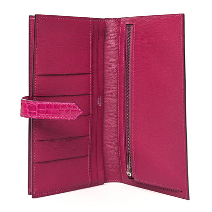 Hermes Shiny Alligator Bearn Wallet Rose Pourpre 5 of 10