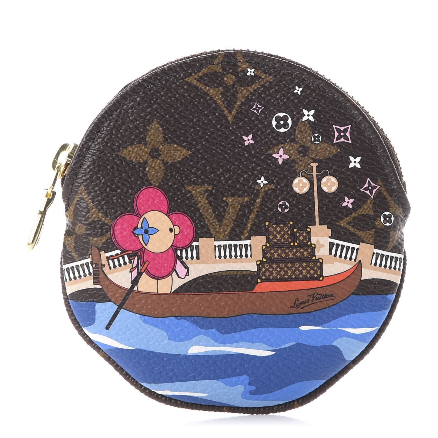 Monogram 2019 Christmas Animation Round Coin Purse Blue