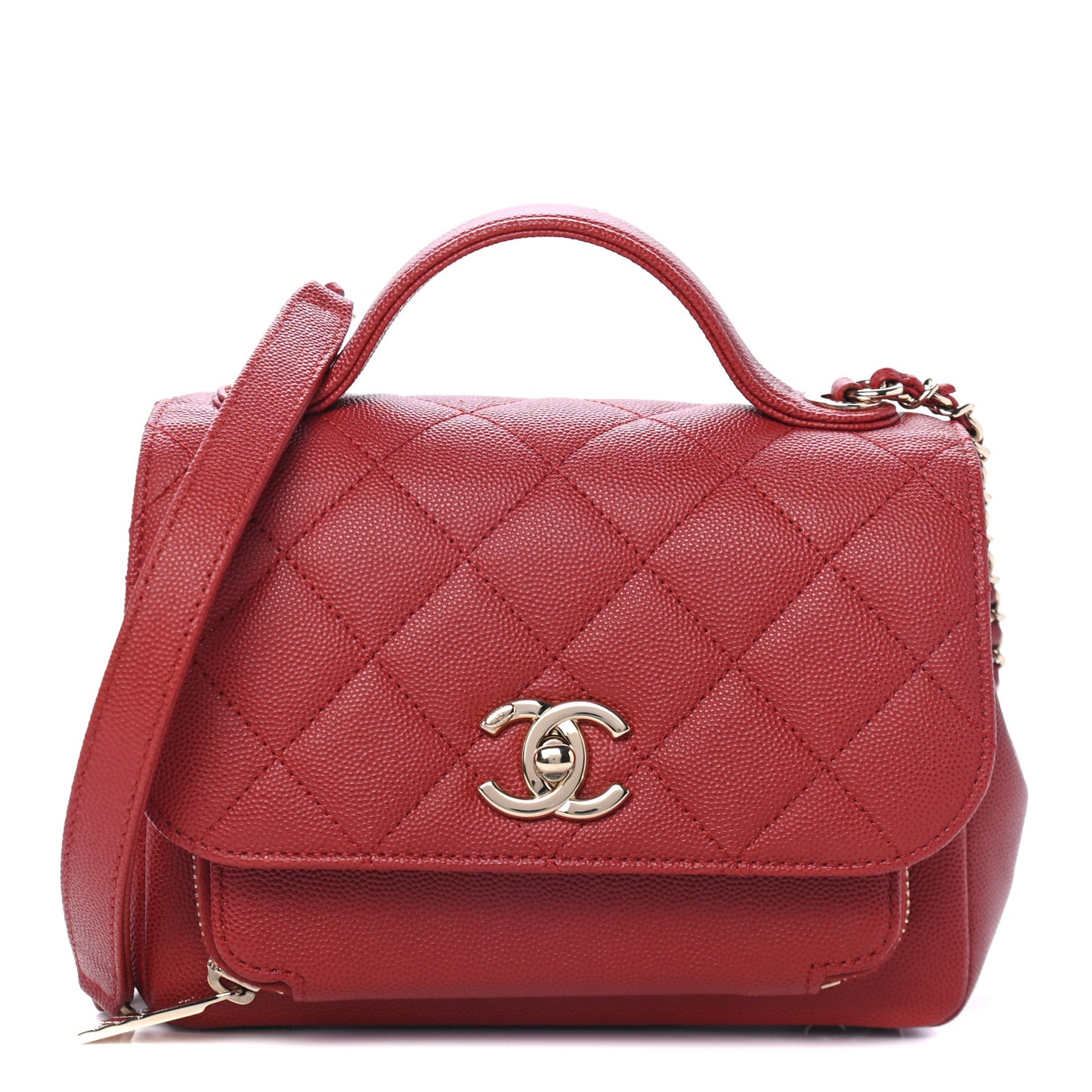 Caviar Quilted Small Business Affinity Flap Red