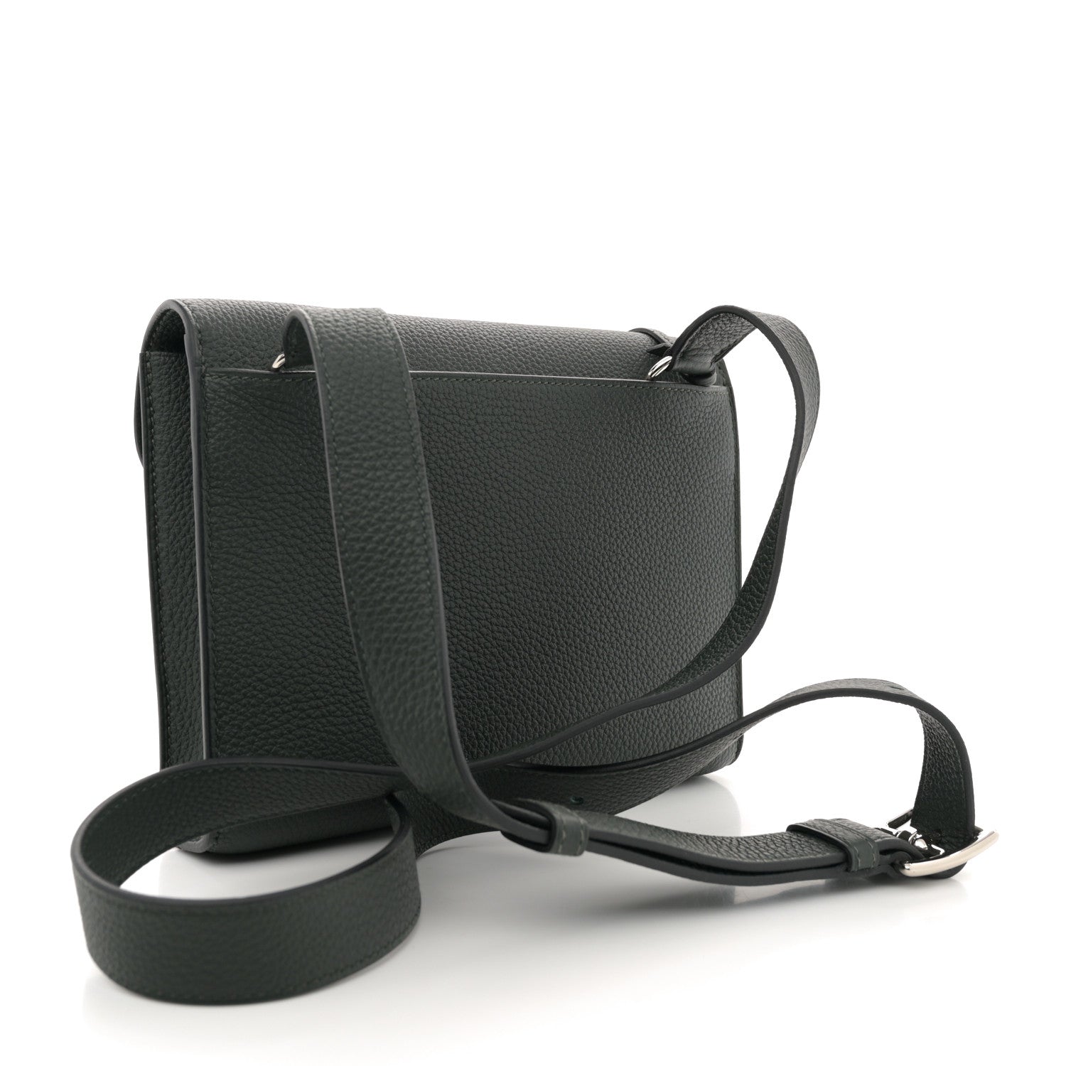 Hermes Togo Laque Sac A Depeches 21 Messenger Bag Vert Fonce Bleu Saphir 3 of 10