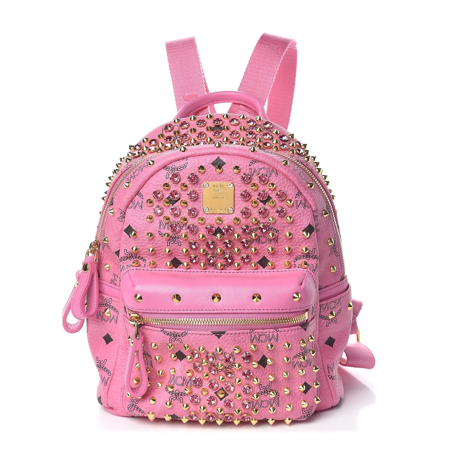 MCM Visetos Swarovski Mini Stark Diamond Backpack Pink 1 of 9