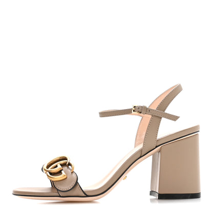 Gucci Lifford Calfskin GG Marmont Ankle Wrap 75mm Sandals 35.5 Mud 1 of 8