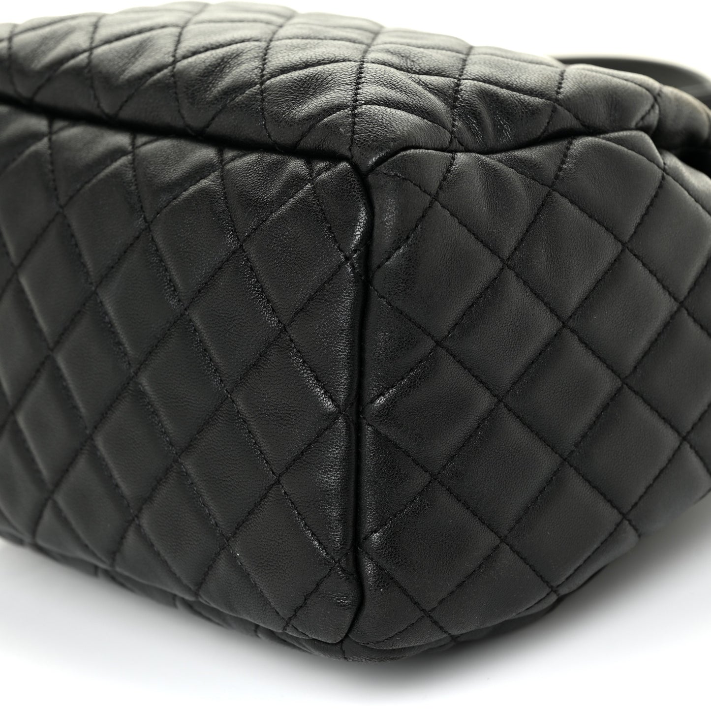 Lambskin Quilted Mini CC Chain Bucket Bag Black