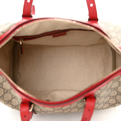 Gucci GG Supreme Monogram Calfskin Medium Nice Boston Beige Ebony Hibiscus Red 5 of 13