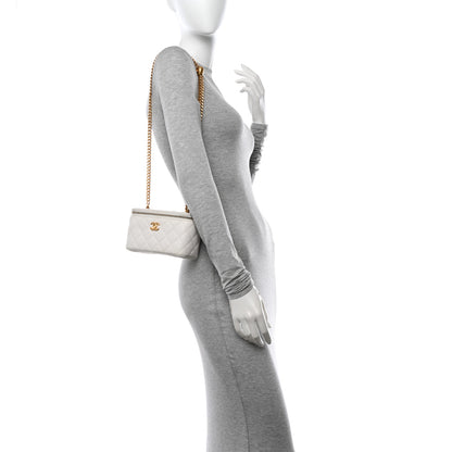 Chanel Caviar Quilted Sweetheart Vanity Case White 2 of 12