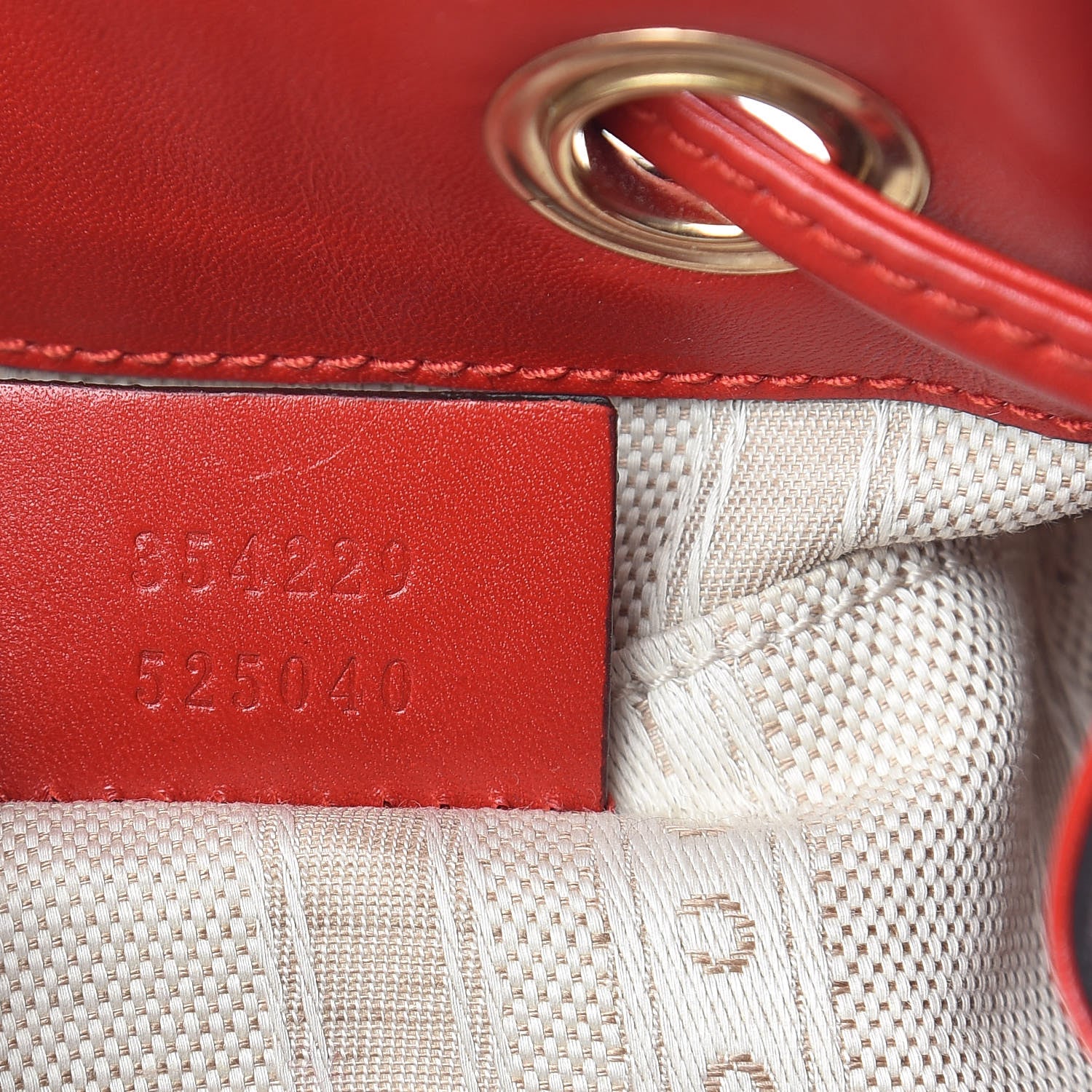 Gucci HIlary Lux GG Monogram Embossed Studded Small Bucket Bag Tobasco 9 of 12