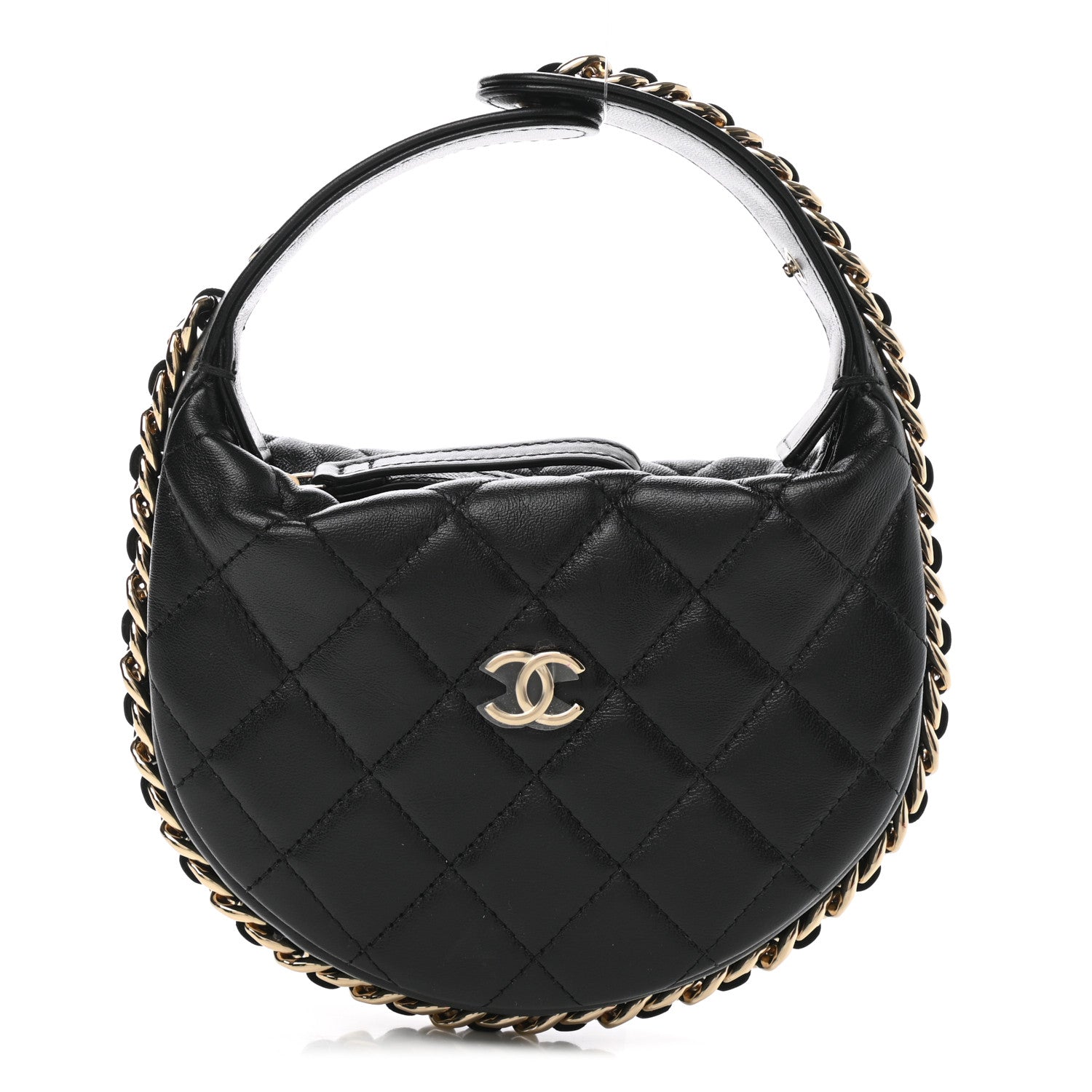 Chanel Lambskin Quilted Chain Around Pouch Hobo Black 1 of 7