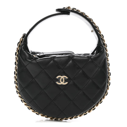 Chanel Lambskin Quilted Chain Around Pouch Hobo Black 1 of 7