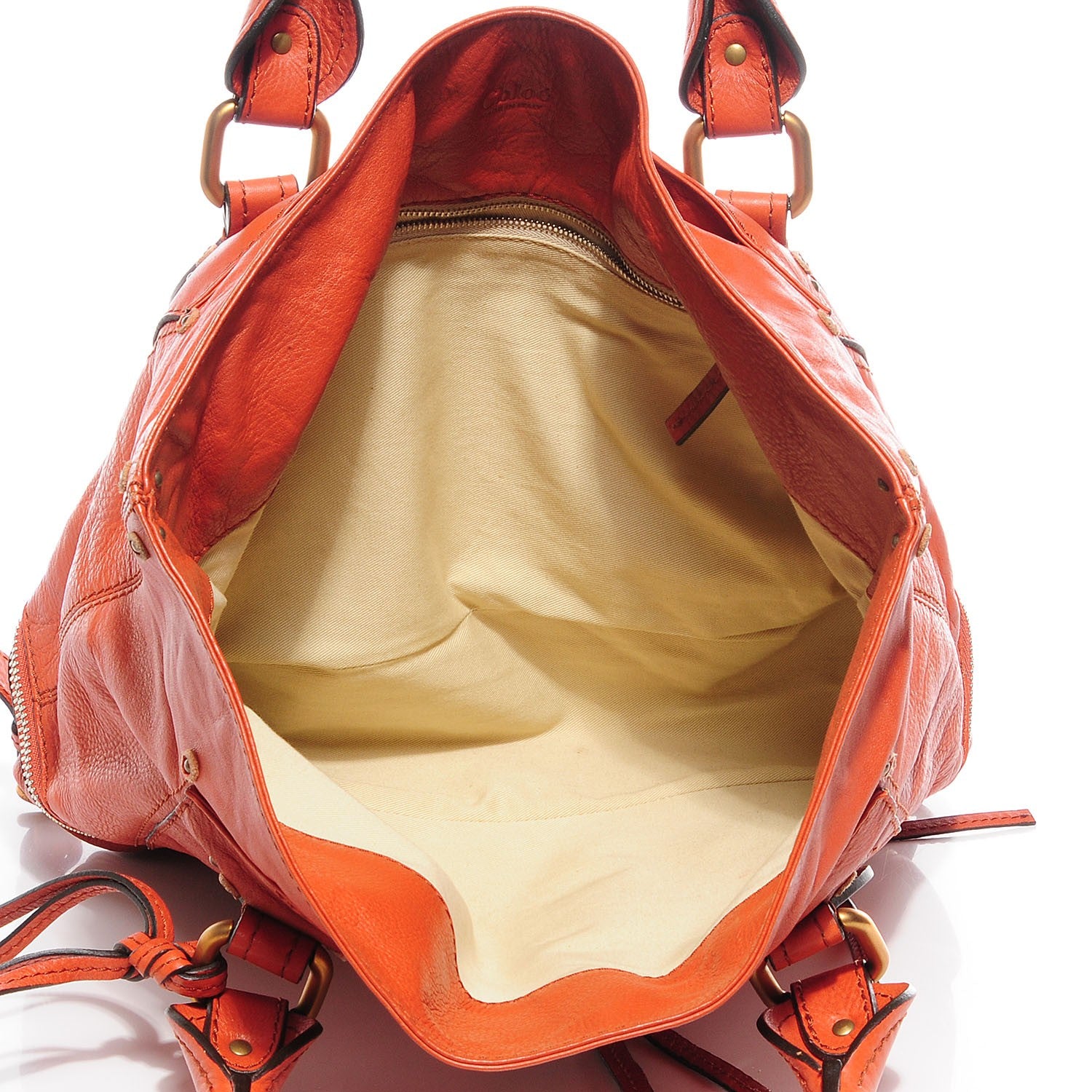 Chloe Leather Paddington Tote Orange 8 of 10
