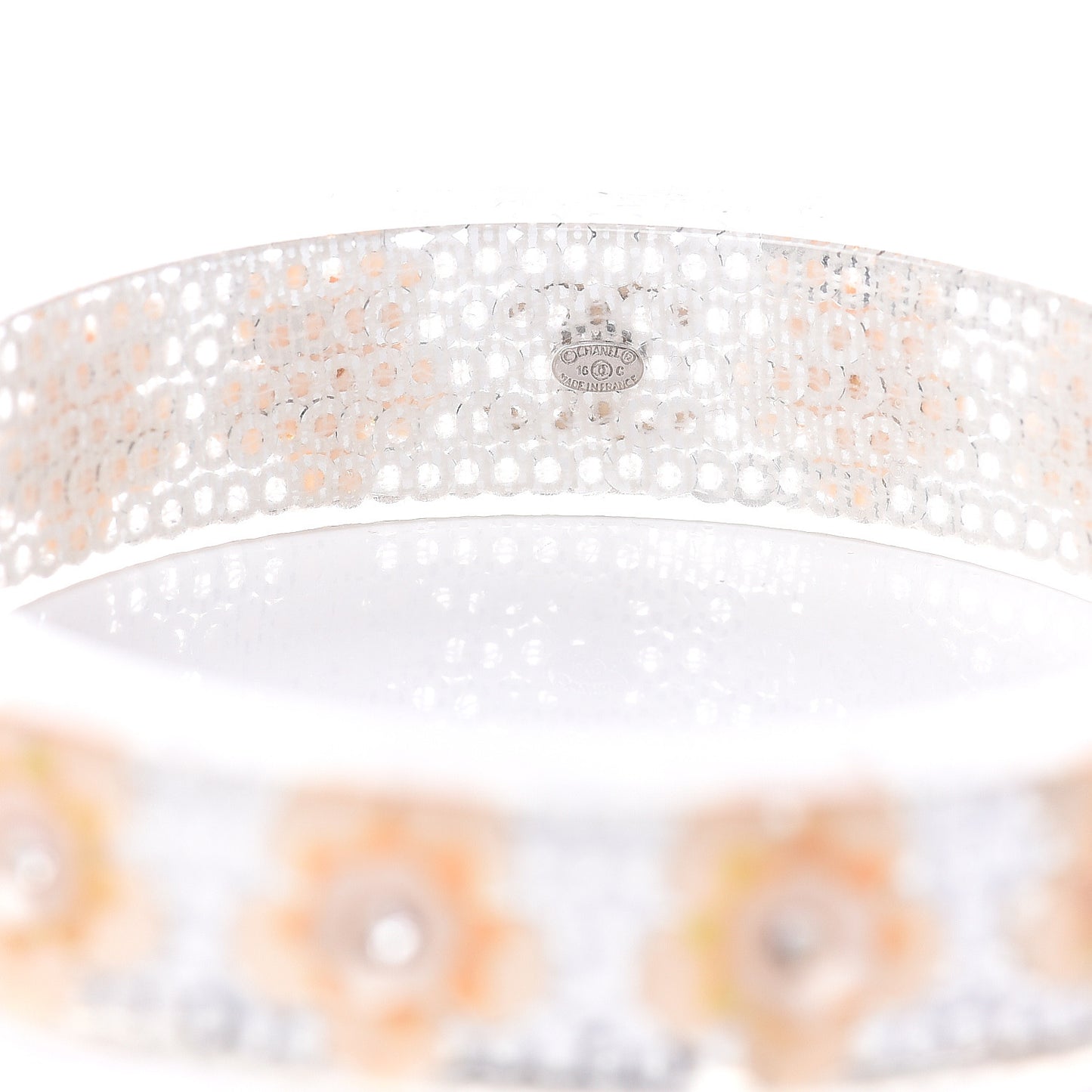 Resin Crystal Pearl CC Flower Cuff Bracelet