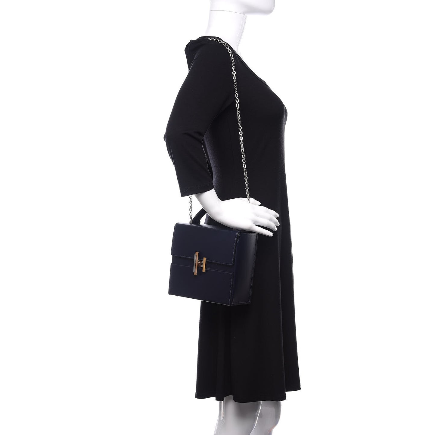Villandry Calfskin Cinhetic Boxy Top Handle Bag Bleu Nuit