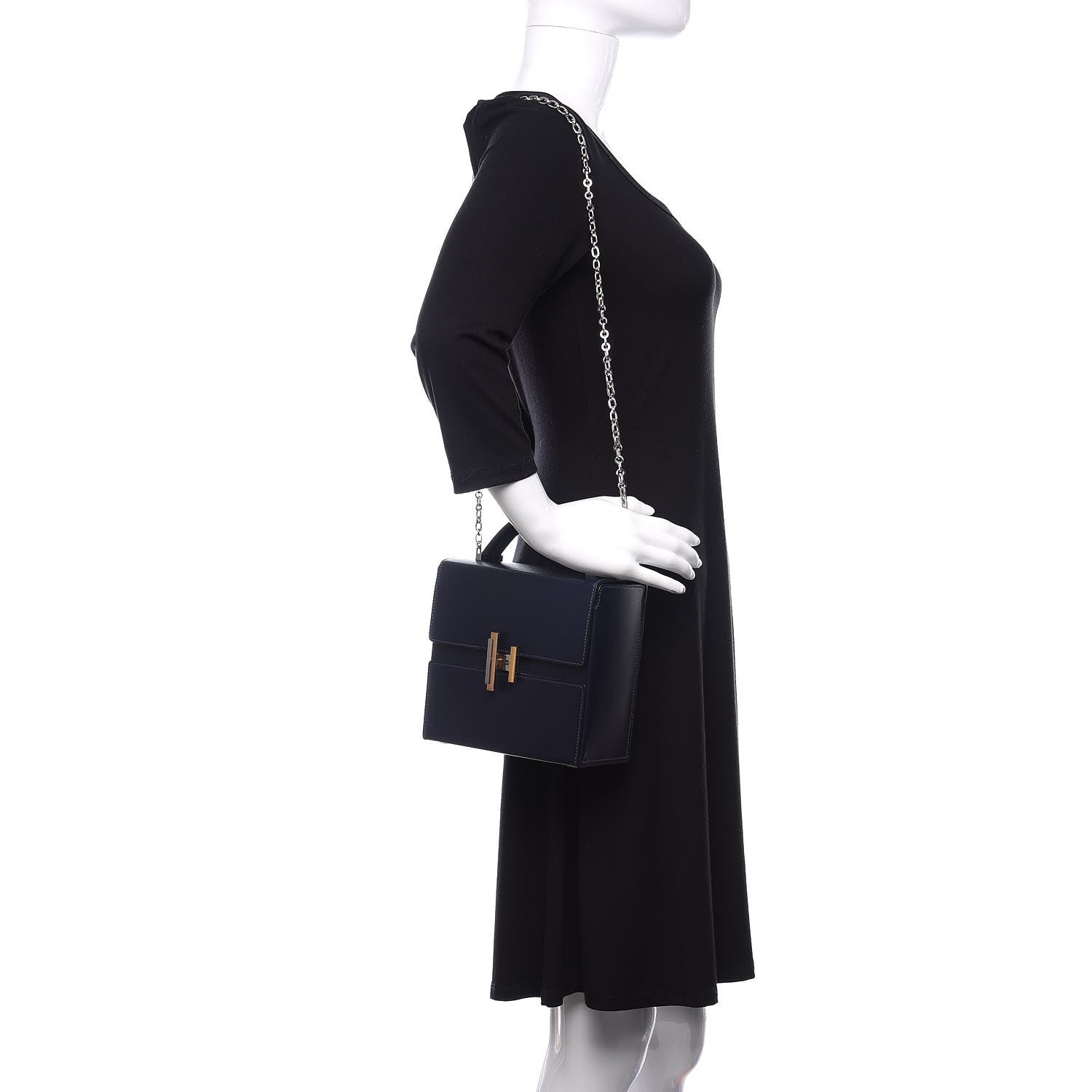 Hermes Villandry Calfskin Cinhetic Boxy Top Handle Bag Bleu Nuit 2 of 12
