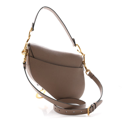 Christian Dior Grained Calfskin Saddle Bag With Strap Warm Taupe 3 of 11