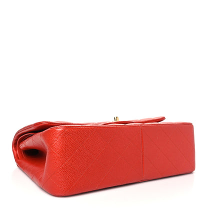 Chanel Pearly Caviar Quilted Jumbo Double Flap Orange 4 of 11