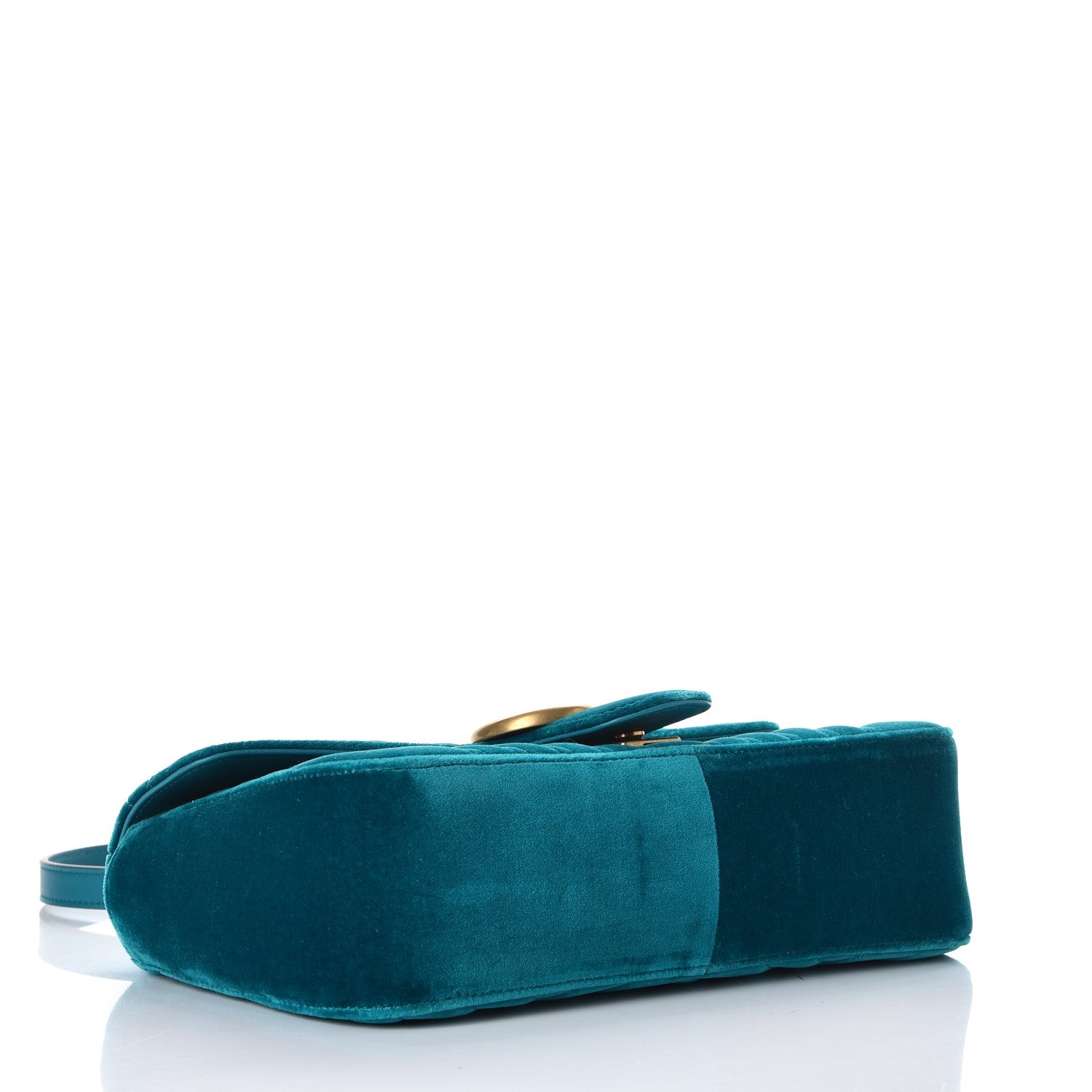 Gucci Velvet Matelasse Small GG Marmont Shoulder Bag Pavone Cyan 4 of 8