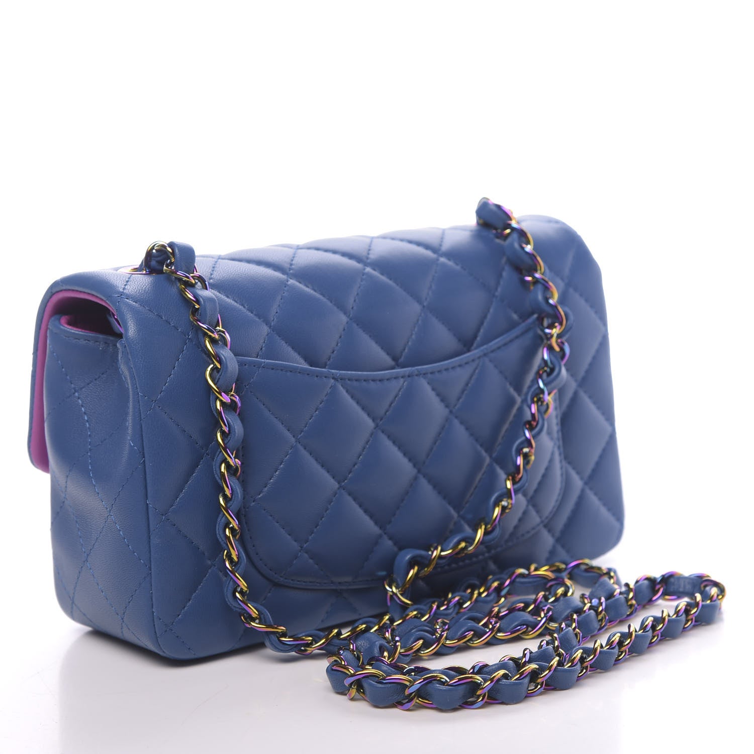 Chanel Lambskin Quilted Mini Rectangular Flap Blue Purple 3 of 10