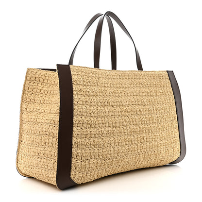 Valentino Garavani Raffia Calfskin Vlogo Tote Naturale Fondant 3 of 9