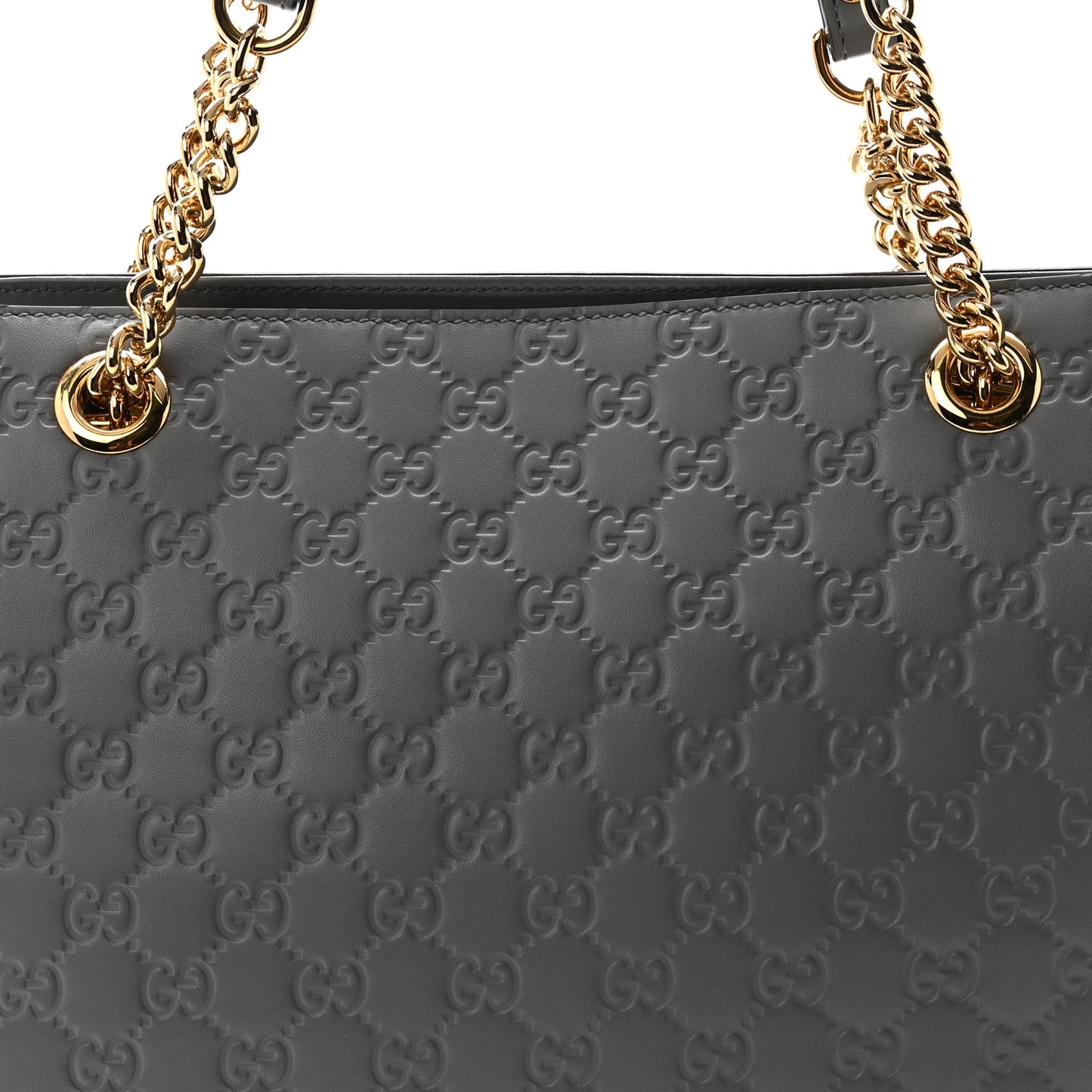 Soft Guccissima Signature Medium Shoulder Tote Bag Deep Grey