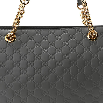 Gucci Soft Guccissima Signature Medium Shoulder Tote Bag Deep Grey 8 of 10