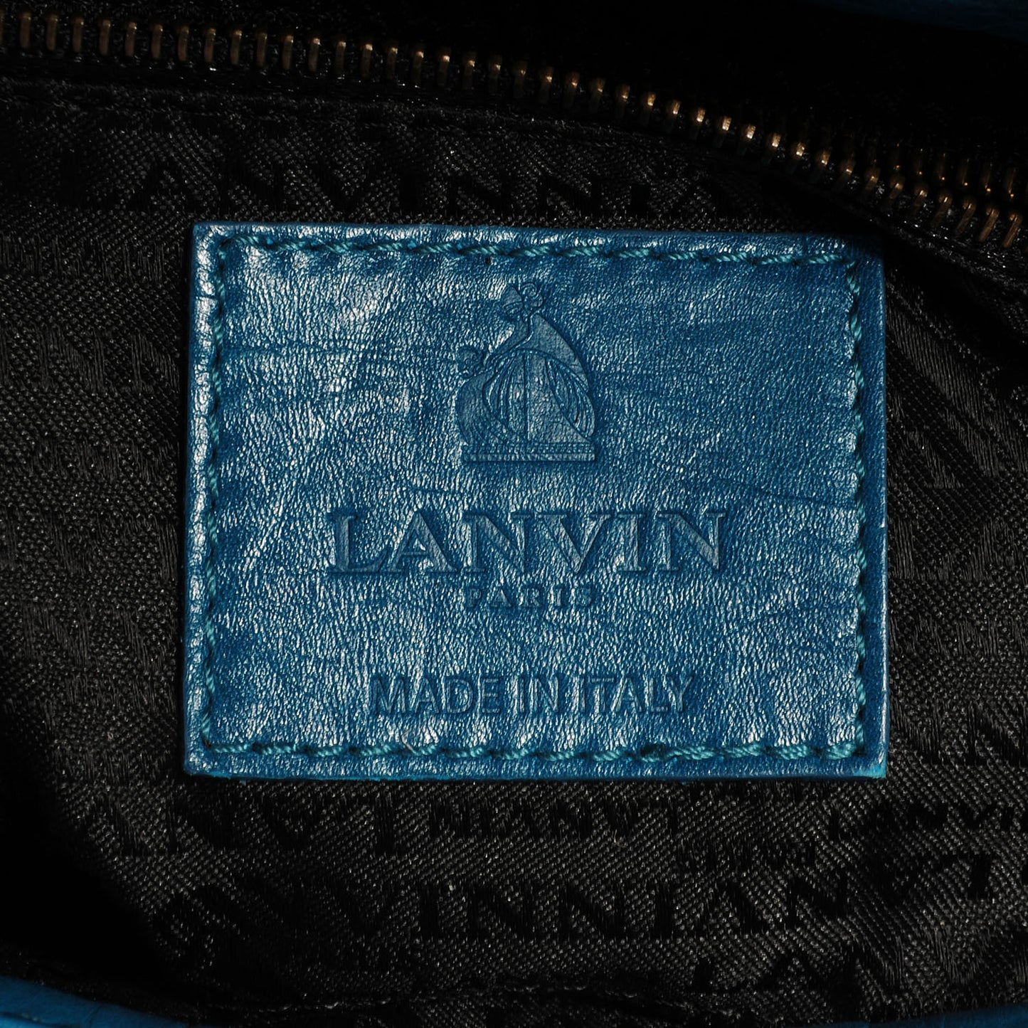 Crinkled Calfskin Quilted Popla Clutch Blue