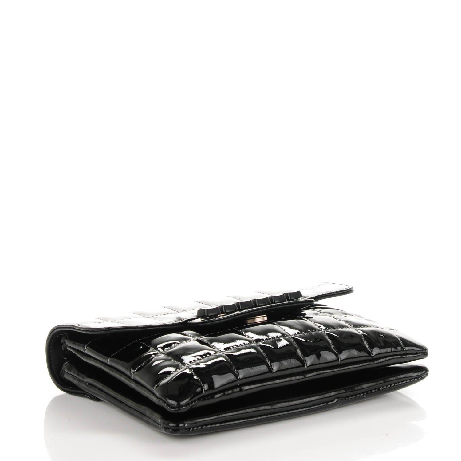 Chanel Patent Square Stitched Keyboard Flap Clutch Black 4 of 9