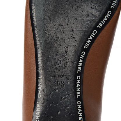 Chanel Lambskin Cap Toe Ballerina Flats 40.5 Camel Black 6 of 9