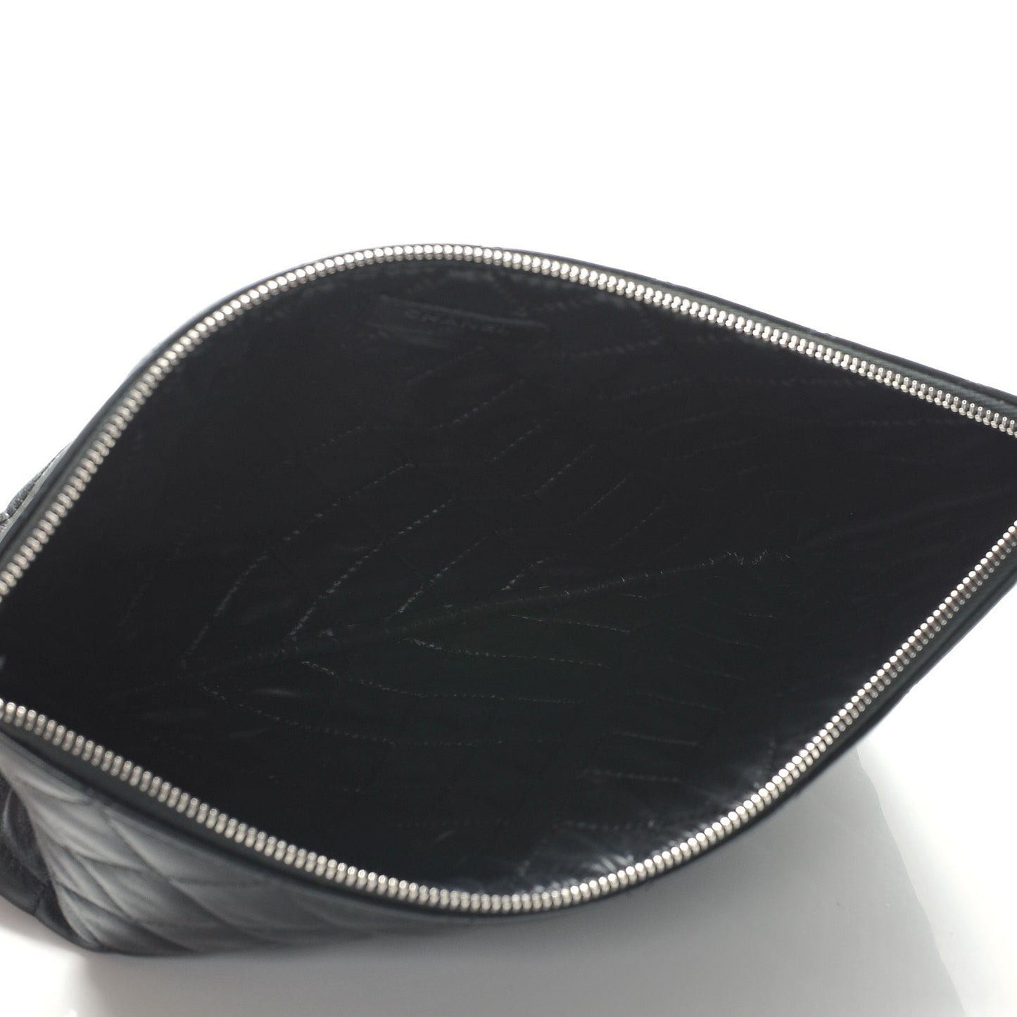 Lambskin Quilted Medium Cosmetic Case Black