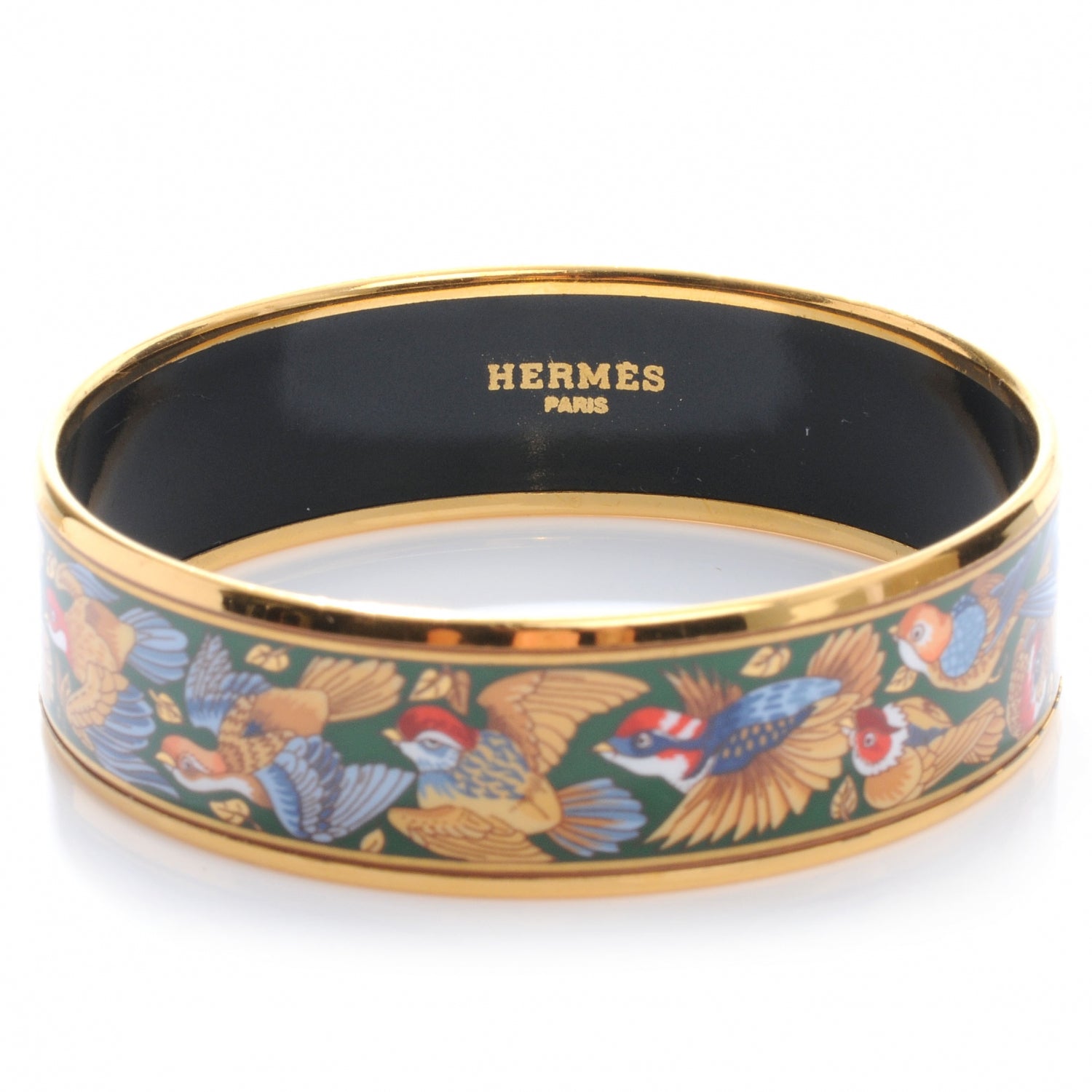 Hermes Enamel Printed Birds Wide Bracelet 65 5 of 5