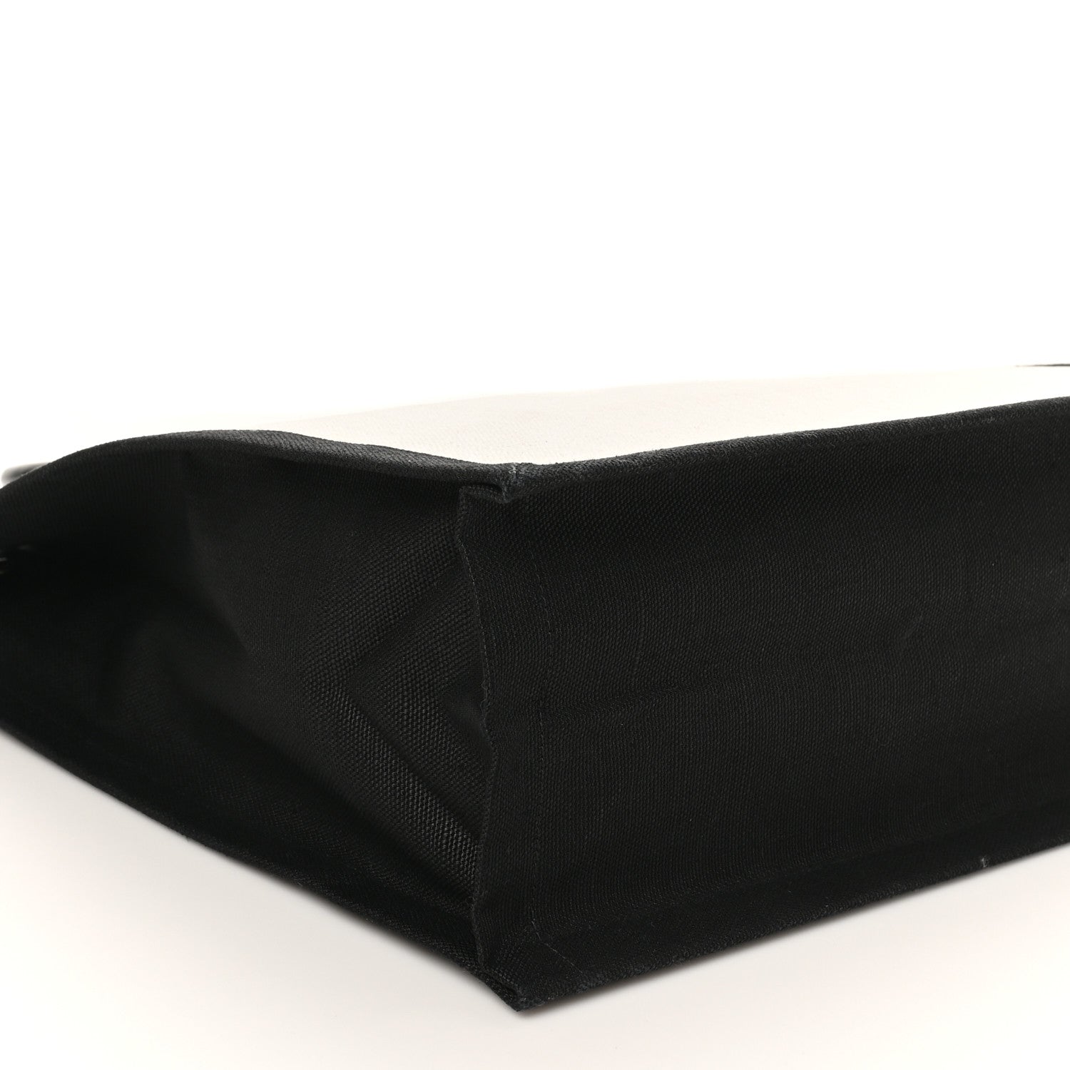 Saint Laurent Linen Calfskin Rive Gauche North South Tote White Black 8 of 9