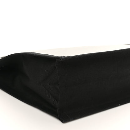 Saint Laurent Linen Calfskin Rive Gauche North South Tote White Black 8 of 9