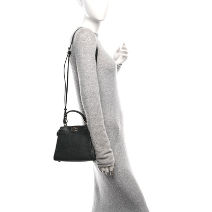 Fendi Cuoio Romano Selleria Bi-Color Mini Peekaboo Iconic Satchel Black Mou 2 of 10