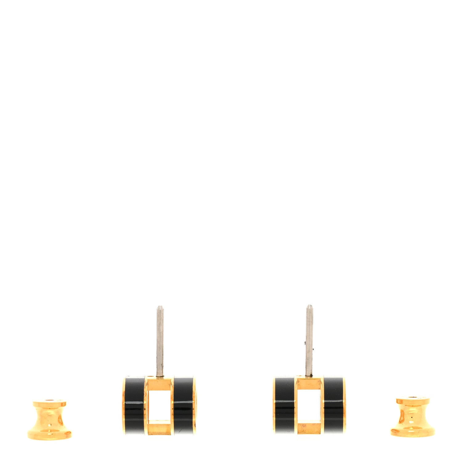 Hermes Gold Lacquered Pop H Earrings Black 3 of 5
