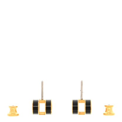 Hermes Gold Lacquered Pop H Earrings Black 3 of 5