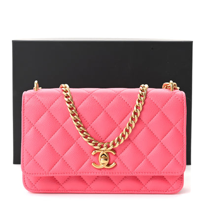 Chanel Caviar Quilted Sweetheart Wallet On Chain WOC Fuchsia 12 of 12