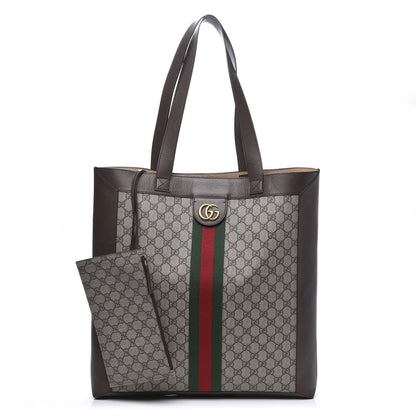 Gucci GG Supreme Monogram Web Large Ophidia Vertical Shopping Tote Brown 1 of 12