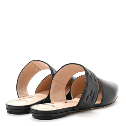 Fendi Nappa FF Embossed Flat Mules 37 Black 4 of 9