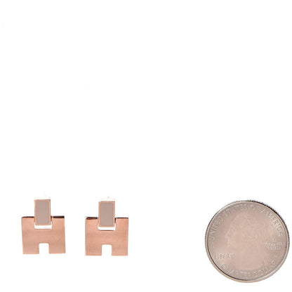 Hermes Rose Gold Lacquer Eileen Earrings Etoupe 2 of 7
