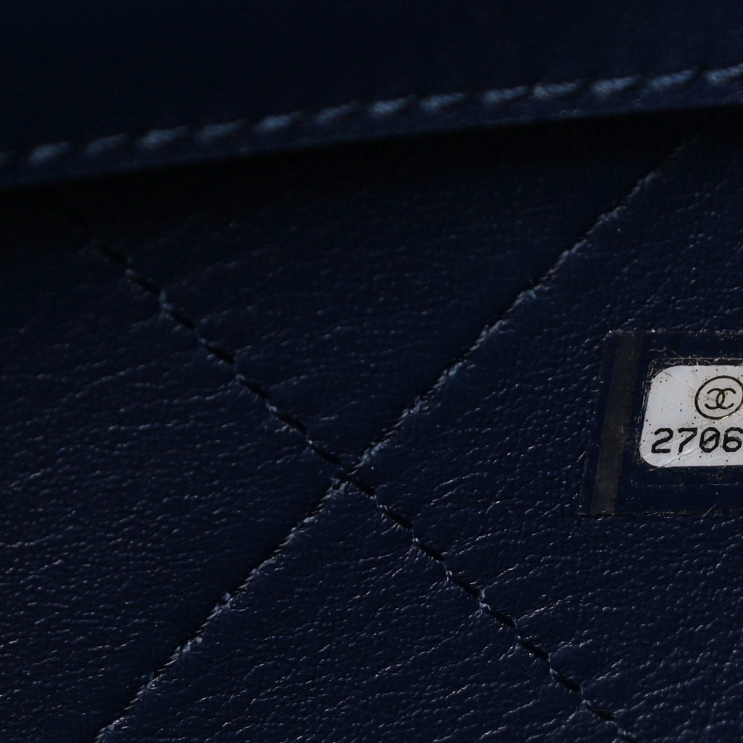 Calfskin Stitched Large Shopping Tote Dark Navy