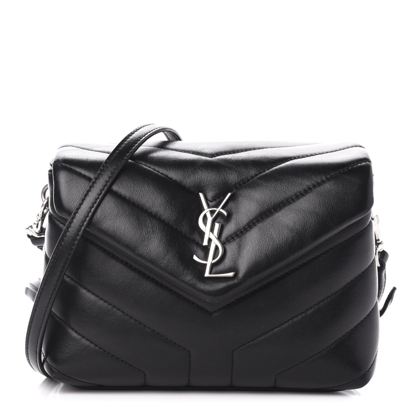 Calfskin Y Quilted Monogram Toy Loulou Crossbody Bag Black