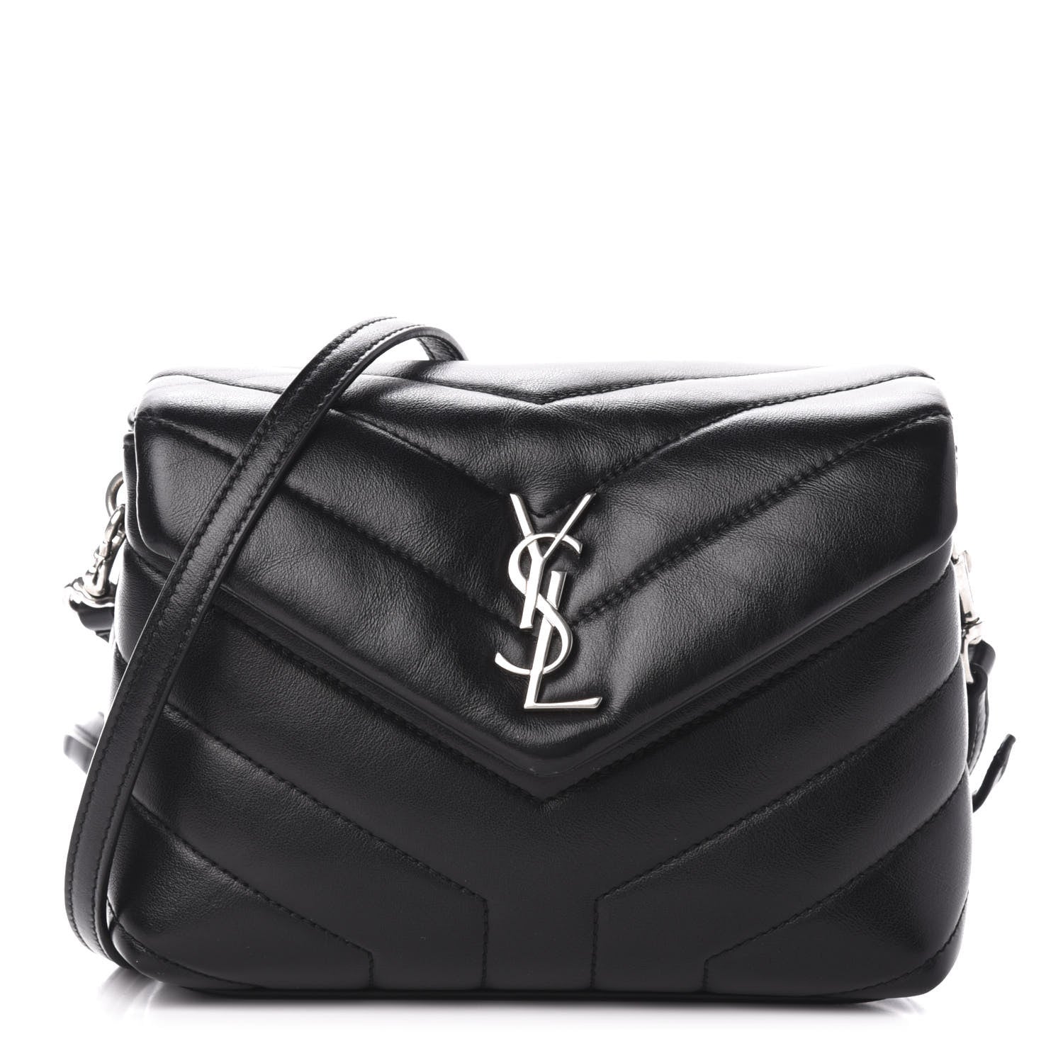 Saint Laurent Calfskin Y Quilted Monogram Toy Loulou Crossbody Bag Black 1 of 14