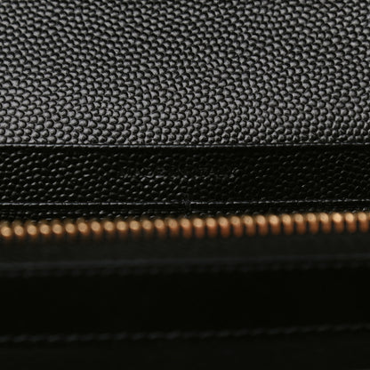 Saint Laurent Grain De Poudre Matelasse Chevron Monogram Chain Wallet Black 7 of 9