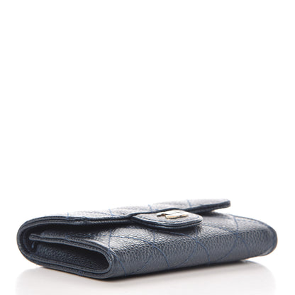 Chanel Metallic Caviar Quilted Flap Card Holder Dark Blue 4 of 12