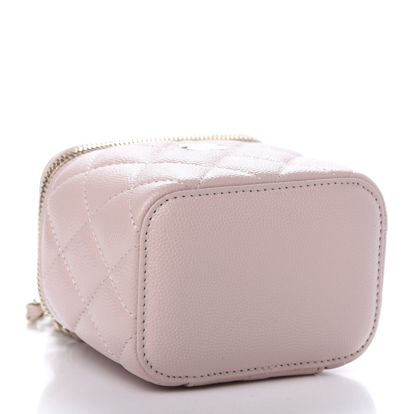 Caviar Quilted Mini Vanity Case With Chain Light Pink