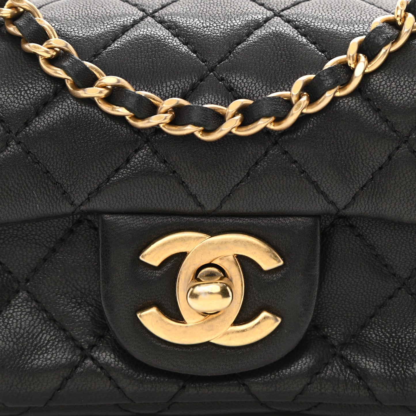 Lambskin Quilted Extra Mini Flap Black