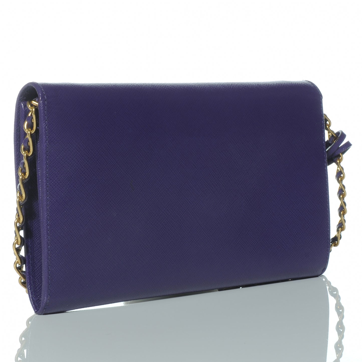 Saffiano Lux Detachable Chain Clutch Wallet Viola