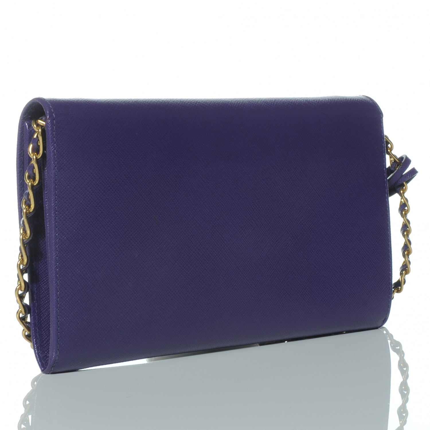 Prada Saffiano Lux Detachable Chain Clutch Wallet Viola 3 of 7