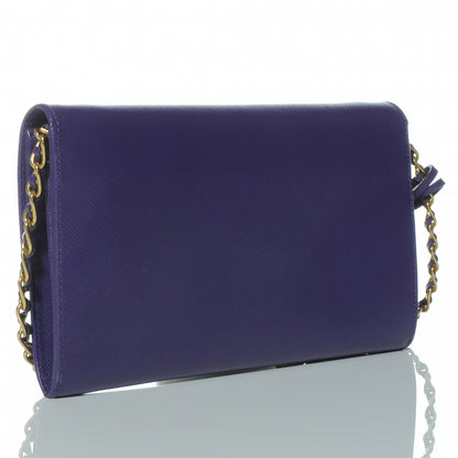 Prada Saffiano Lux Detachable Chain Clutch Wallet Viola 3 of 7