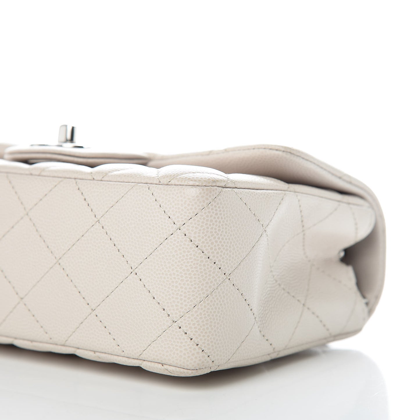 Caviar Quilted Mini Rectangular Flap Ivory
