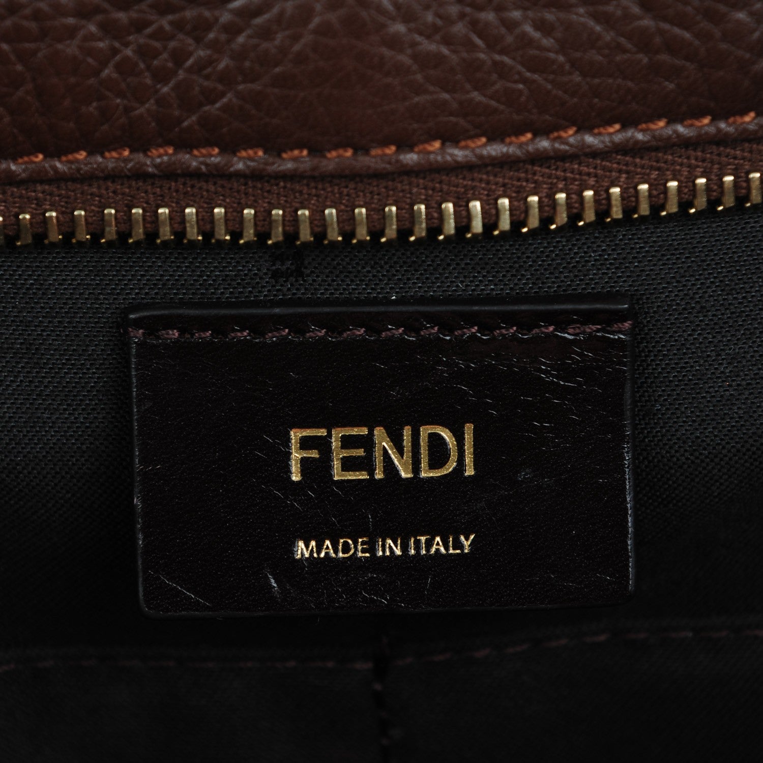 Fendi Zucca Vitello Artic Medium Shopping Tote Tobacco Castagna 6 of 8